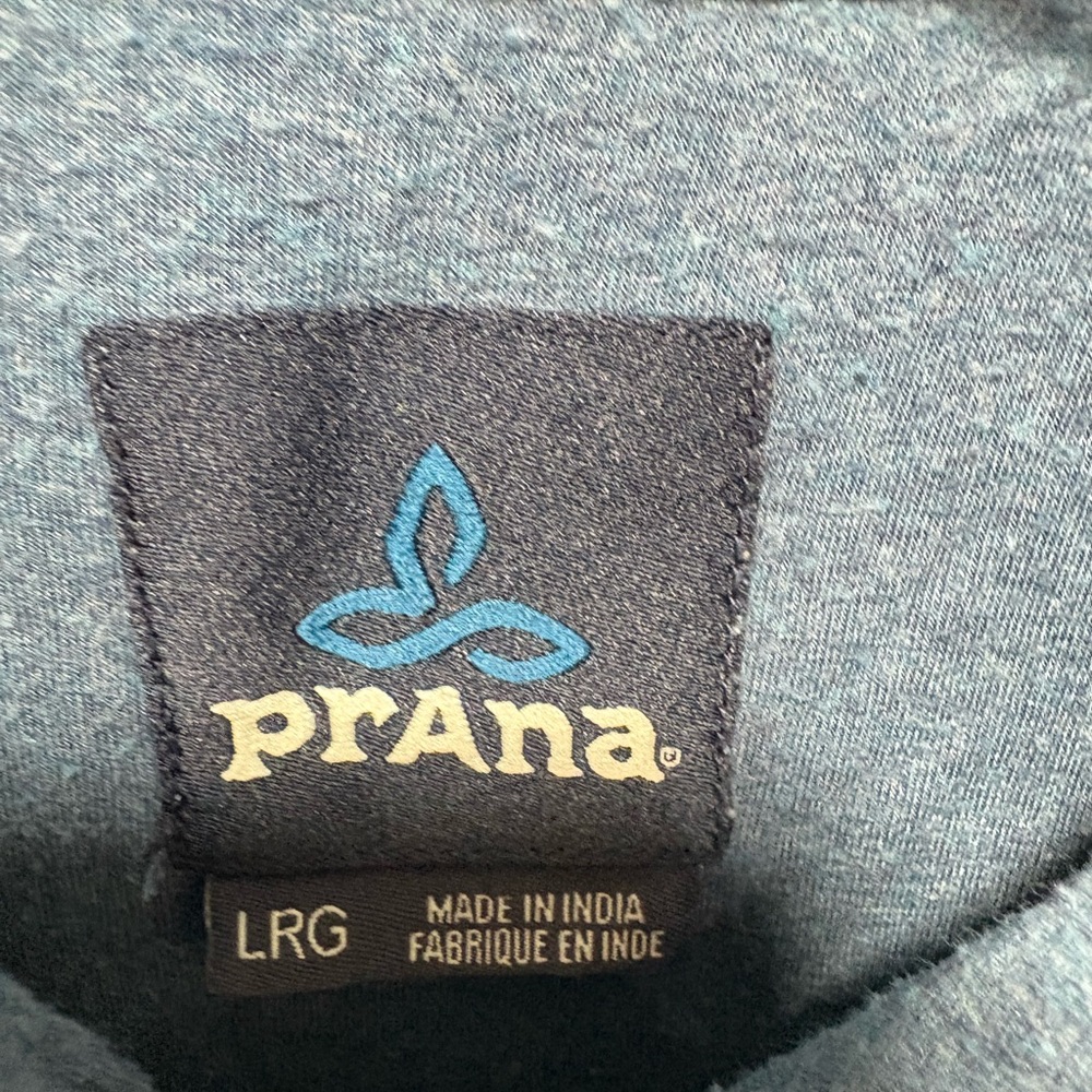 PrAna Men's Polo Short Sleeve Cotton Shirt Blue Size Large - Picture 3 of 3